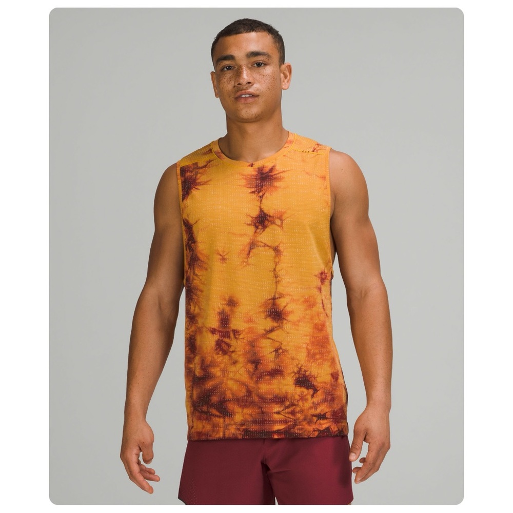 ★ Lululemon Men’s Metal Vent Tech 2.0 Tie Dye Tank Top - Orange/Yellow ★